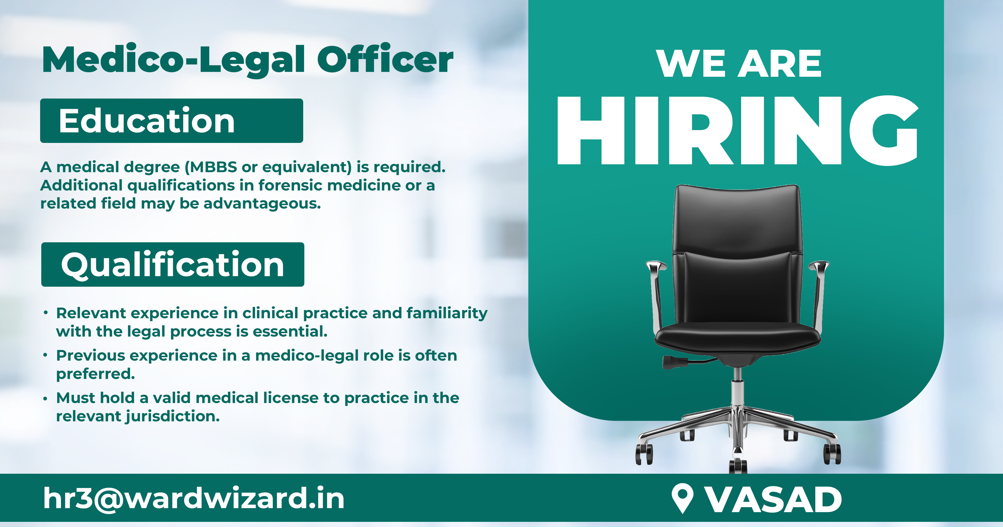 Medico-Legal Officer(3 TO 5 Years Experience)